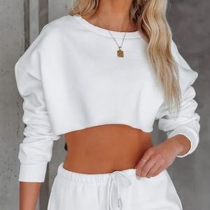 OAK + FORT 🤍 Cropped White Sweatshirt